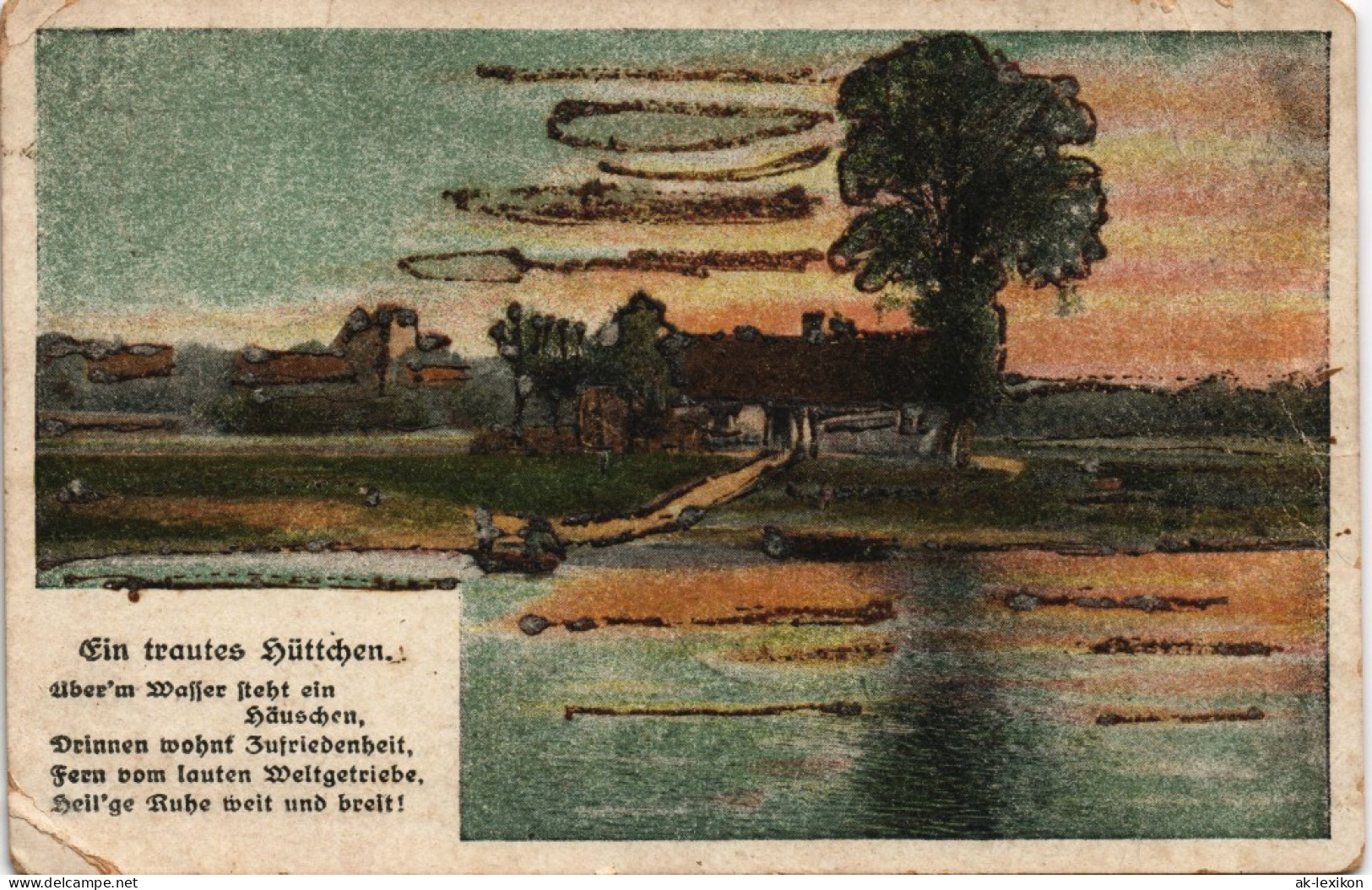 Spruchkarten/Gedichte - Künstlerkarte Ein Trautes Hüttchen 1922 - Philosophy