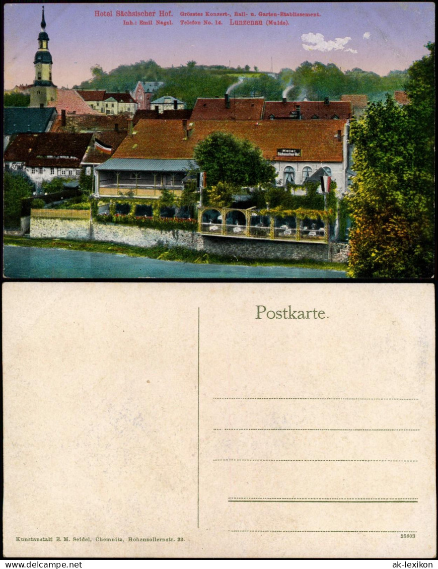 Ansichtskarte Lunzenau Hotel Sächsischer Hof Inh.: Emil Nagel 1910 - Lunzenau