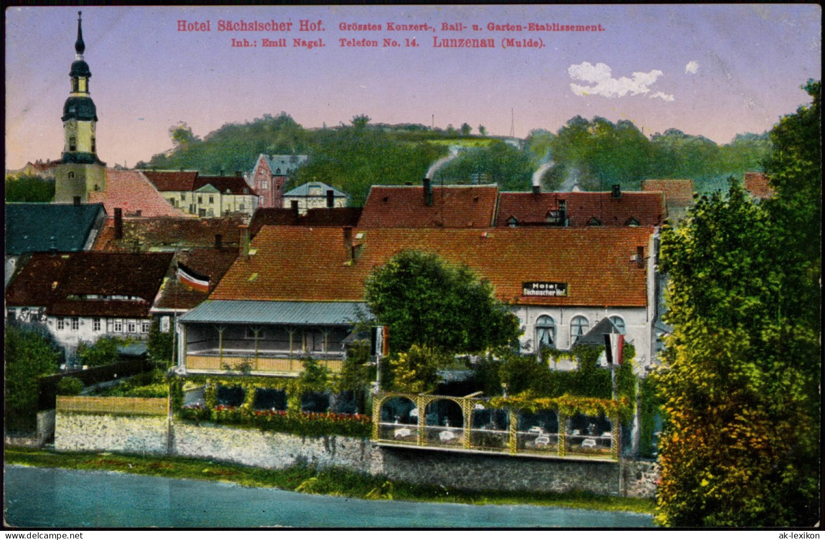 Ansichtskarte Lunzenau Hotel Sächsischer Hof Inh.: Emil Nagel 1910 - Lunzenau