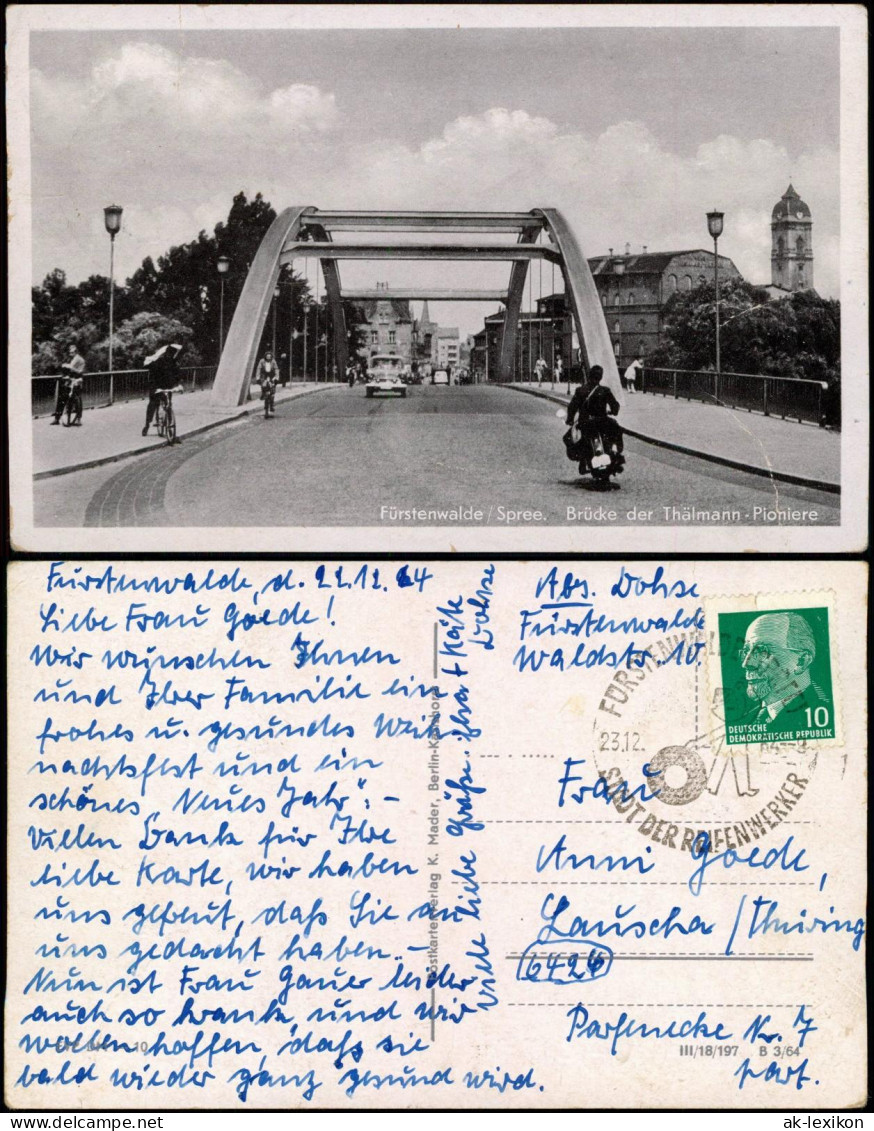 Ansichtskarte Fürstenwalde/Spree Brücke Der Thälmann - Pioniere 1964 - Fuerstenwalde