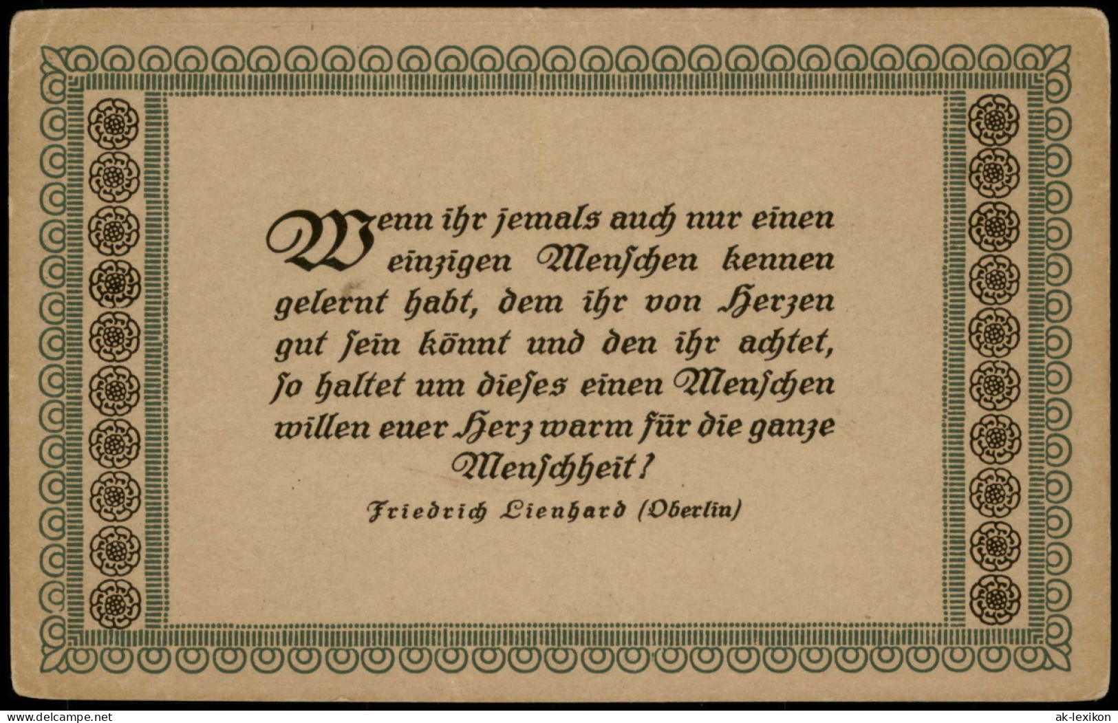 Spruchkarten/Gedichte Friedrich Lienhard Berlin: Wenn Ihr Jemals 1929 - Philosophy
