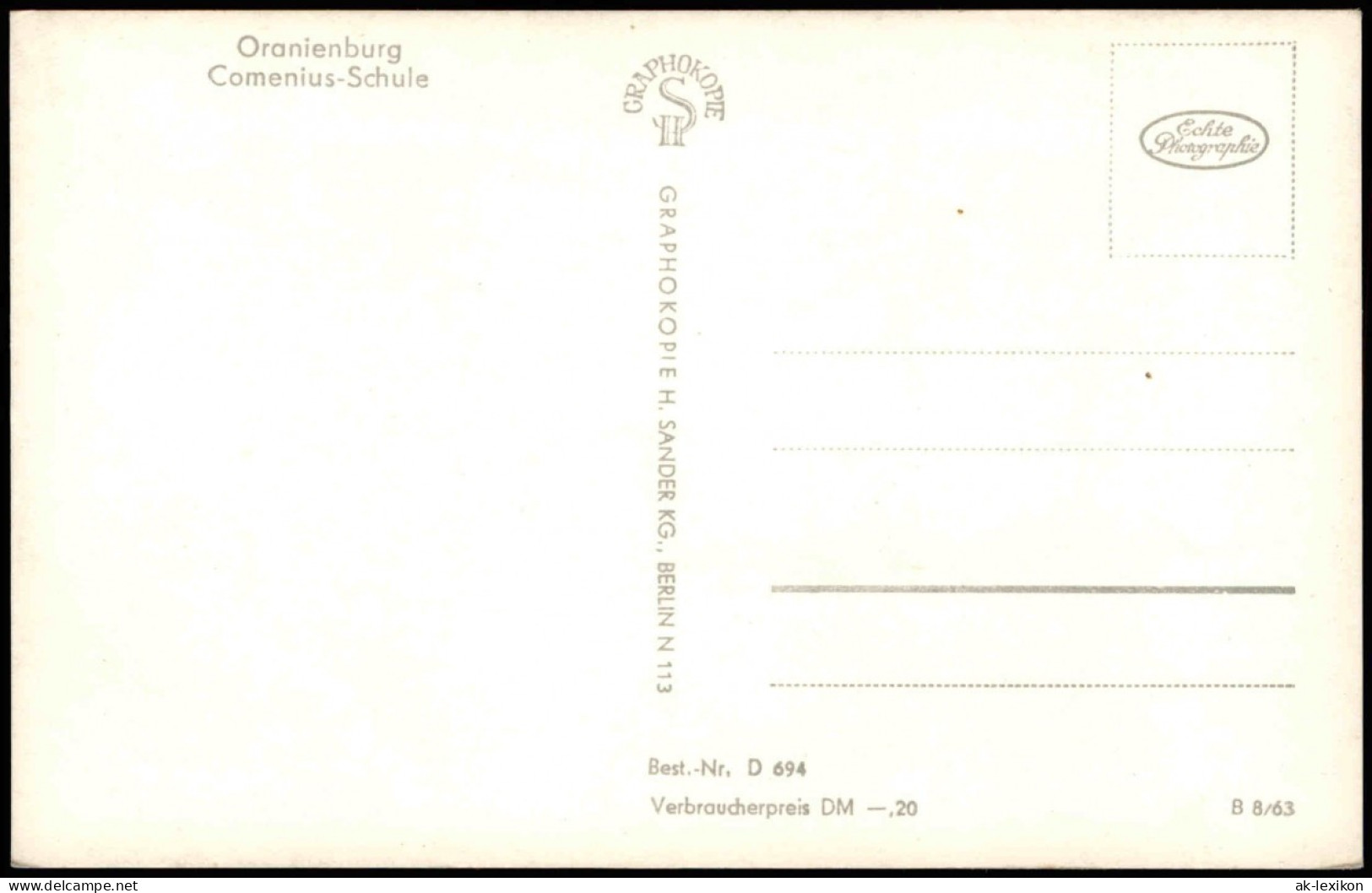 Ansichtskarte Oranienburg Comenius-Schule 1963 - Oranienburg