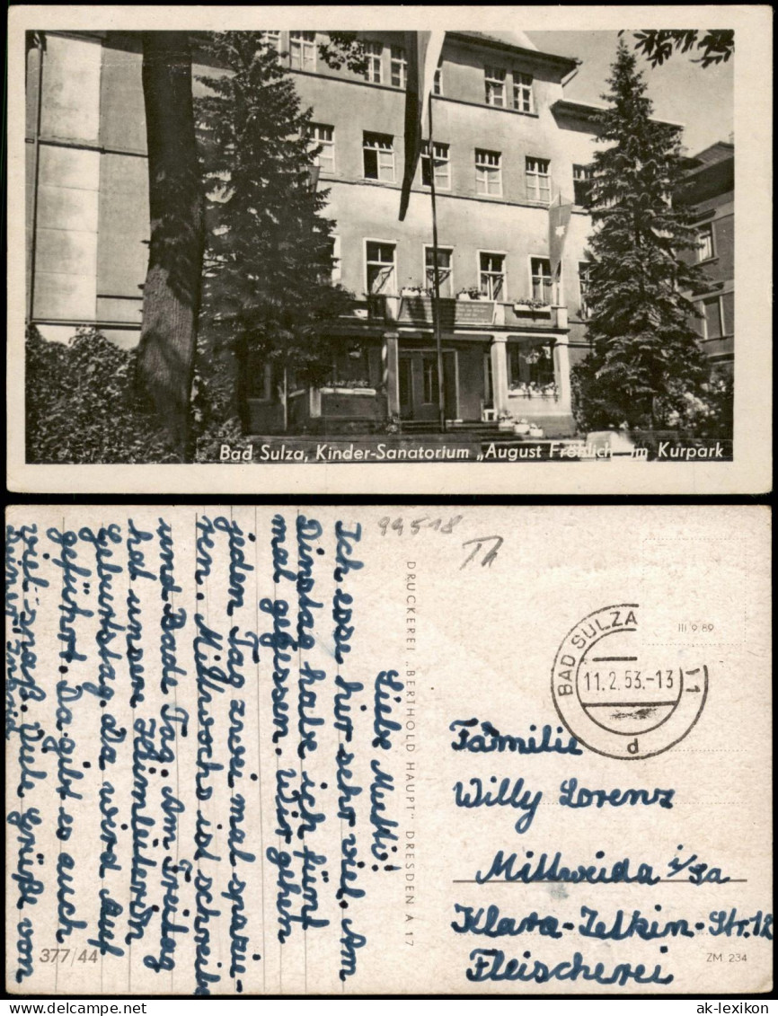 Ansichtskarte Bad Sulza Kinder-Sanatorium August Fröhlich Im Kurpark 1953 - Bad Sulza