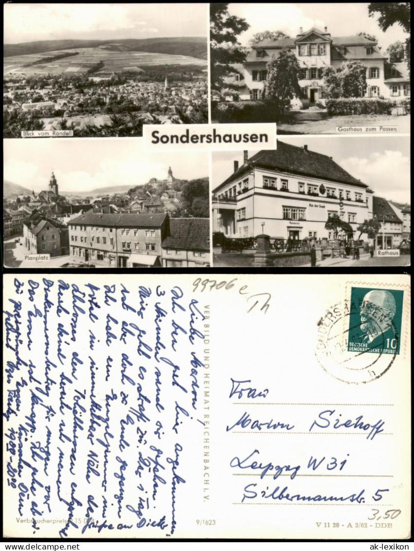 Sondershausen Mehrbildkarte DDR U.a. Mit Gasthaus Planplatz, Rathaus 1962 - Sondershausen