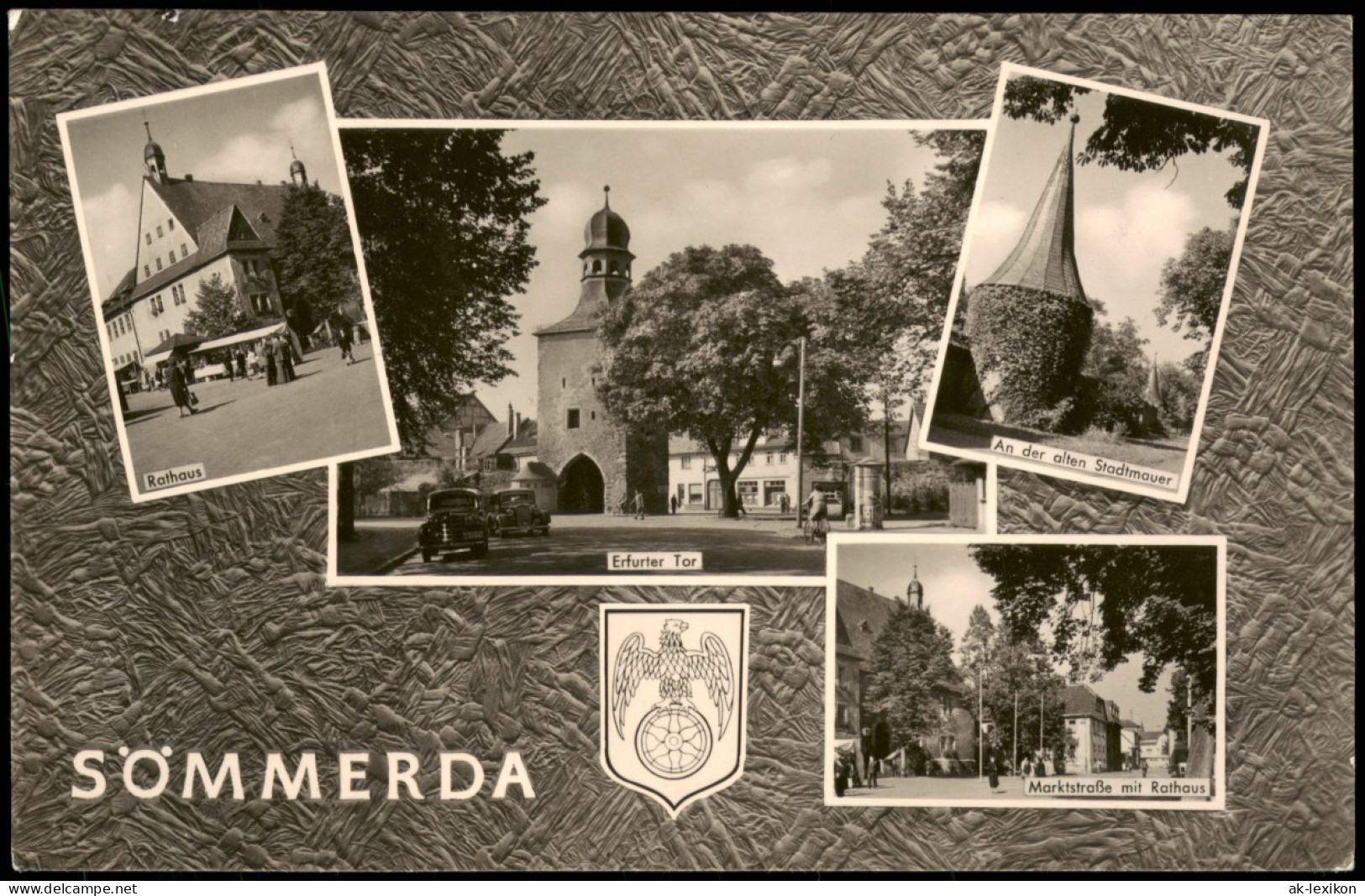 Sömmerda DDR Mehrbild-AK Rathaus, Erfurter Tor, Stadtmauer, Marktstraße 1964 - Sömmerda