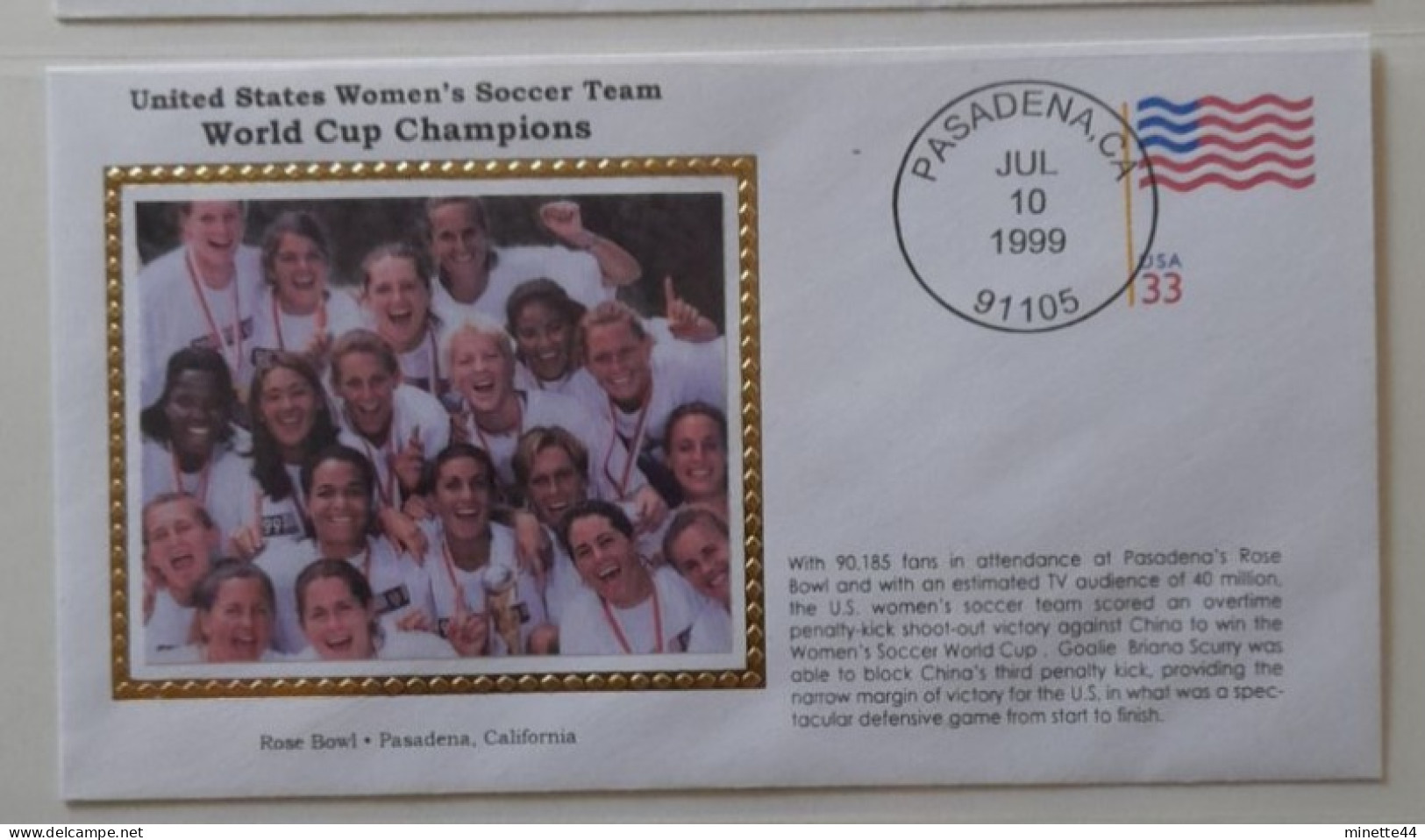 USA FDC 1999 WORLD CUP WINNER FOOTBALL FUSSBALL SOCCER CALCIO VOETBAL FOOT FUTEBOL FUTBOL - Cartas & Documentos