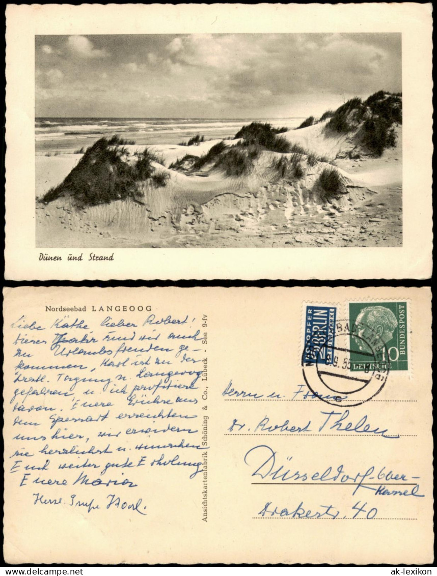 Ansichtskarte Langeoog Dünen Und Strand 1955 - Langeoog