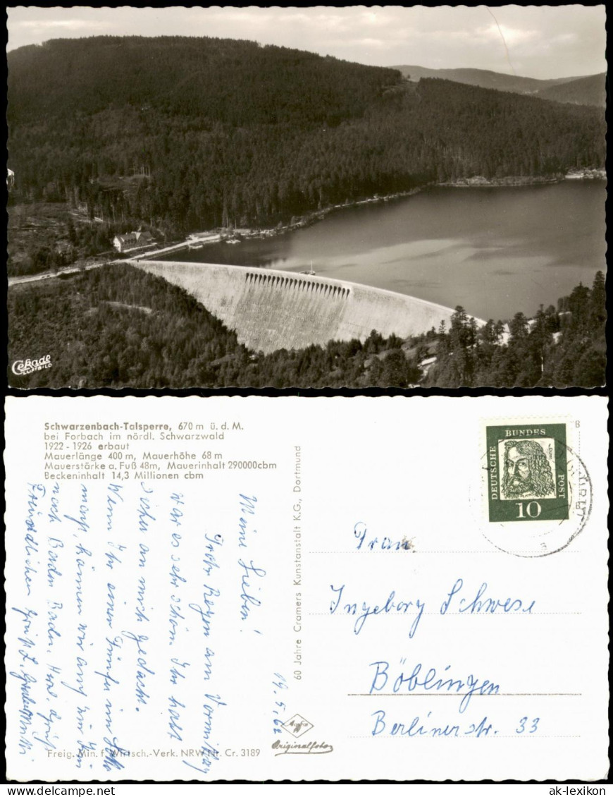 Forbach (Baden) Schwarzenbach-Talsperre Im Schwarzwald Luftaufnahme 1962 - Forbach