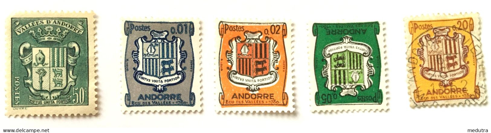 Andorre Vrac Blasons : 58 153A 153B 154 Neufs Et 159 Oblitéré (armoiries) - Other & Unclassified