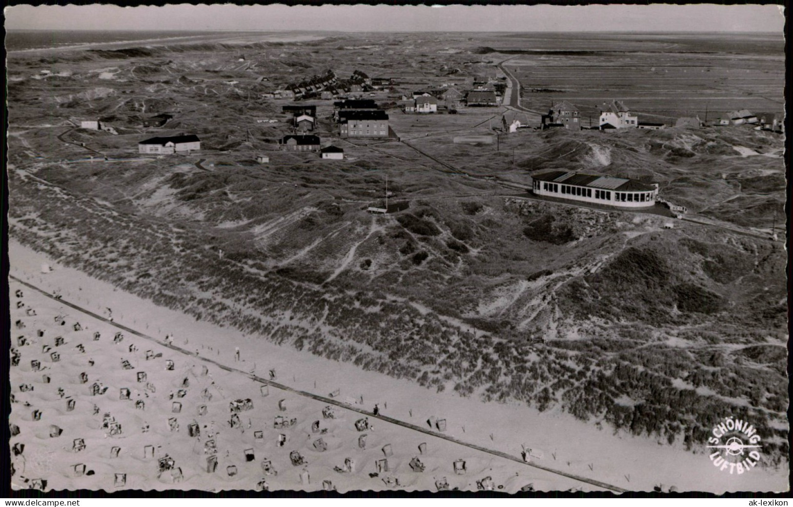 Ansichtskarte Langeoog Luftbild, Strand Vom Flugzeug Aus 1962 - Langeoog