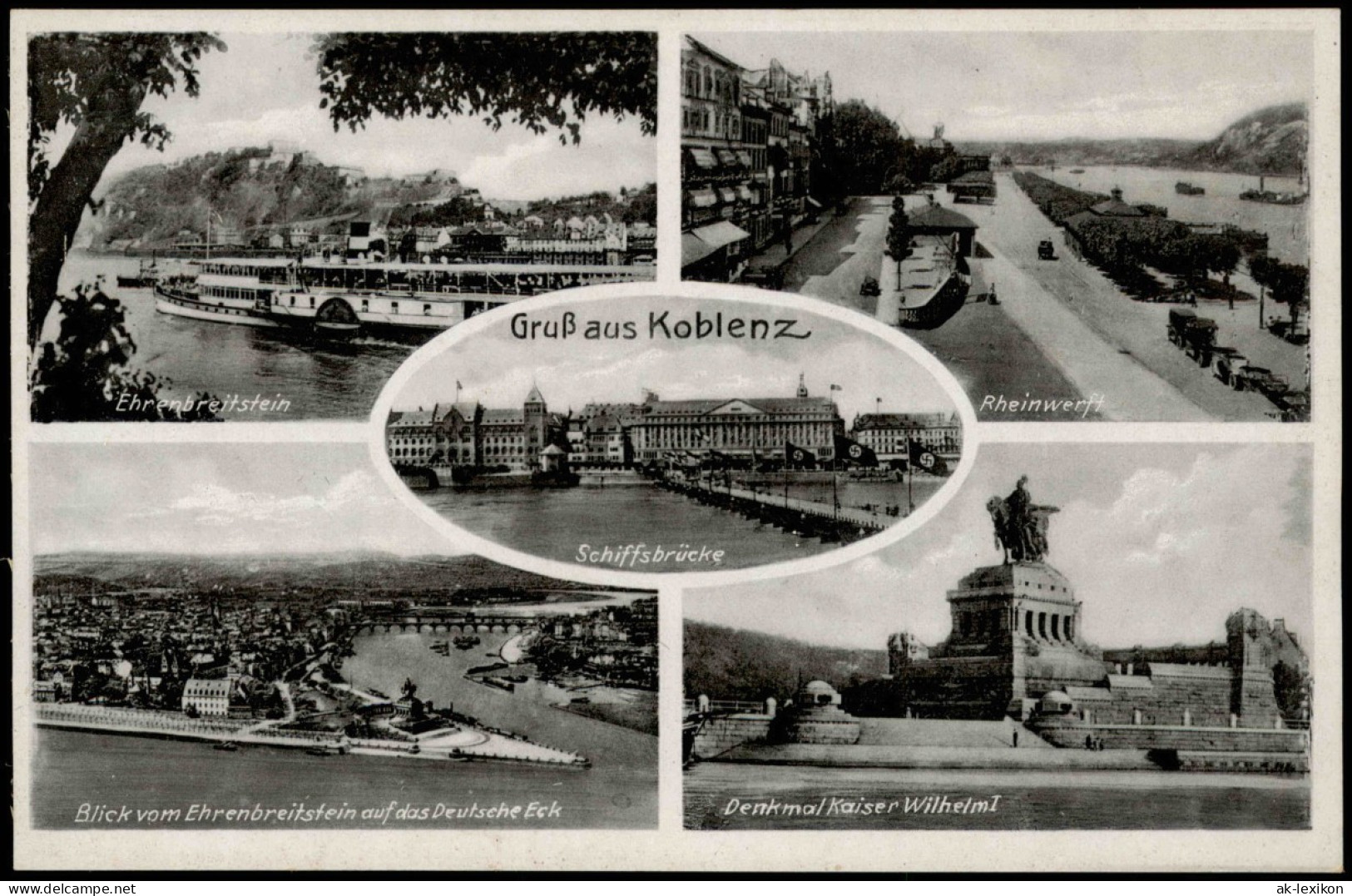 Koblenz Mehrbild-AK Ua. Schiffsbrücke, Rhein-Werft, Ehrenbreitstein Uvm. 1930 - Koblenz