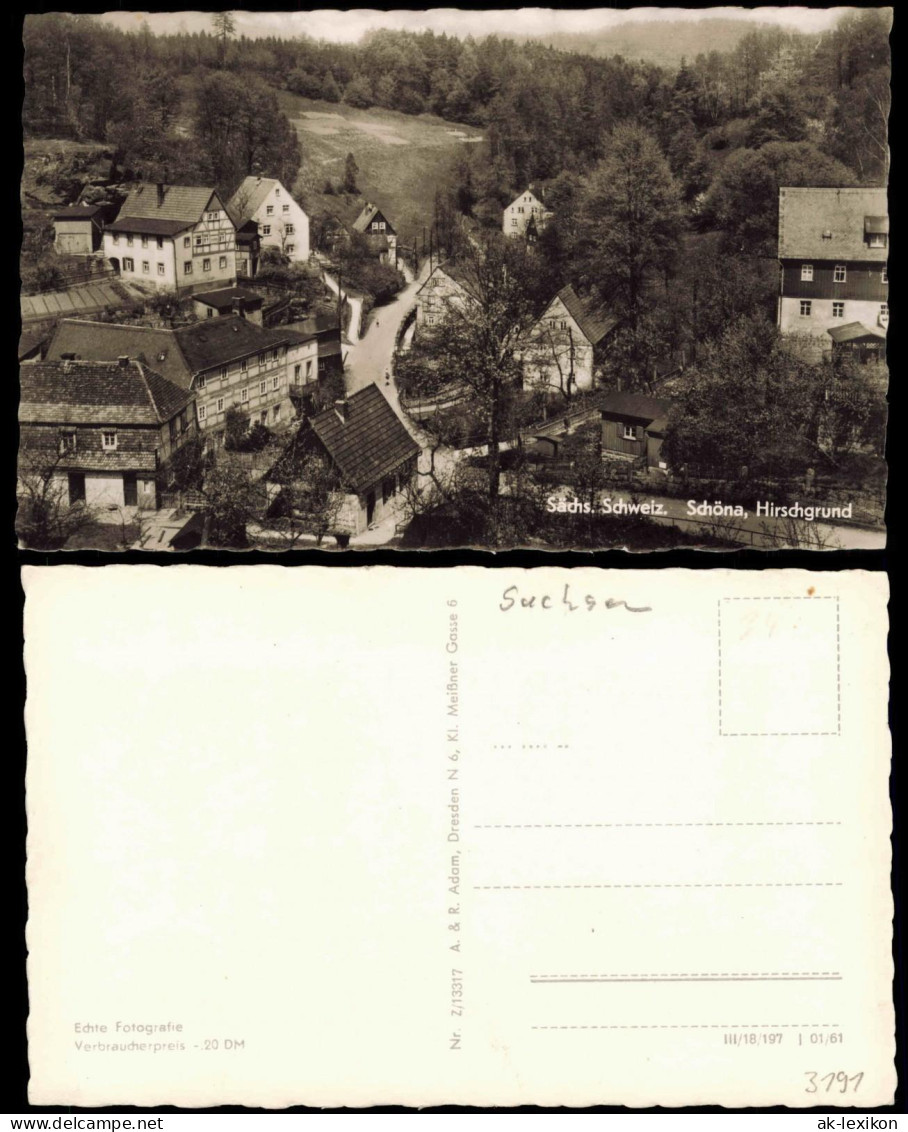 Schöna-Reinhardtsdorf-Schöna Sächsische Schweiz Schöna, Hirschgrund, DDR AK 1961 - Schoena