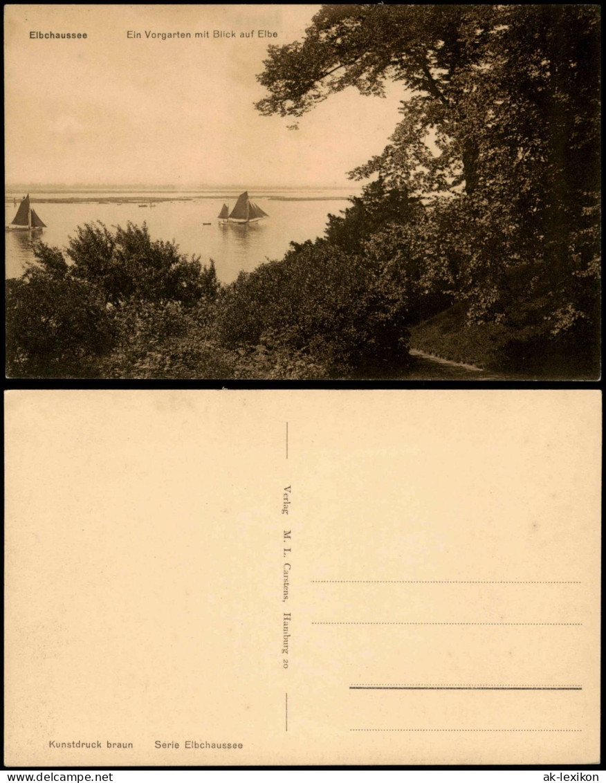 Ottensen-Hamburg Elb Ein Vorgarten Mit Blick Auf Elbe Elbchaussee 1922 - Blankenese