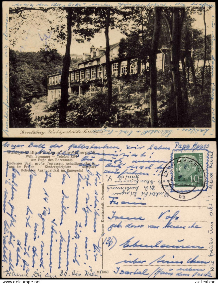 Ansichtskarte Gevelsberg Wald-Gaststätte Forsthaus 1958 - Gevelsberg