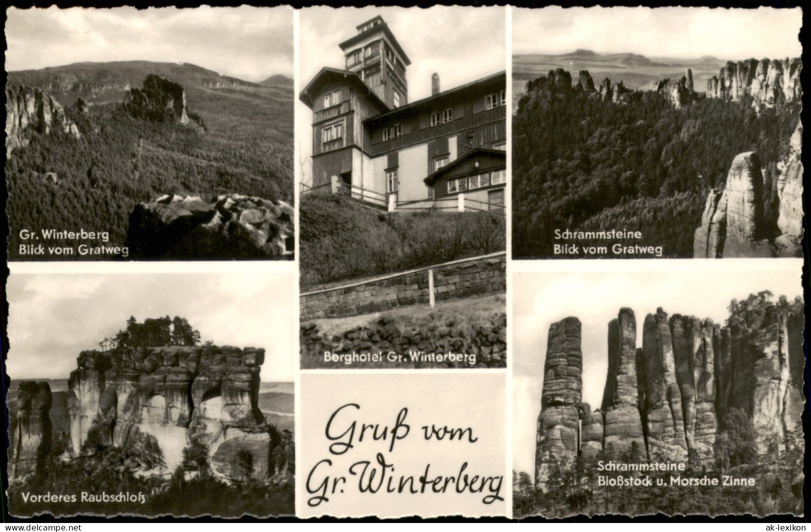 Schmilka Großer Winterberg - Berghotel, Schrammsteine, Vorderes Raubschloss 1967 - Schmilka