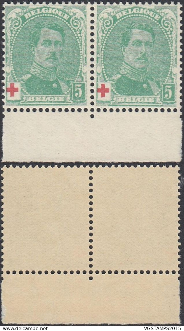 Belgique 1914 - Timbres Neufs. COB Nr.: 129 .Type I + II Se Tenant Planche 2 . Tirage 145. A Paire. (EB) AR-02061 - 1914-1915 Croix-Rouge