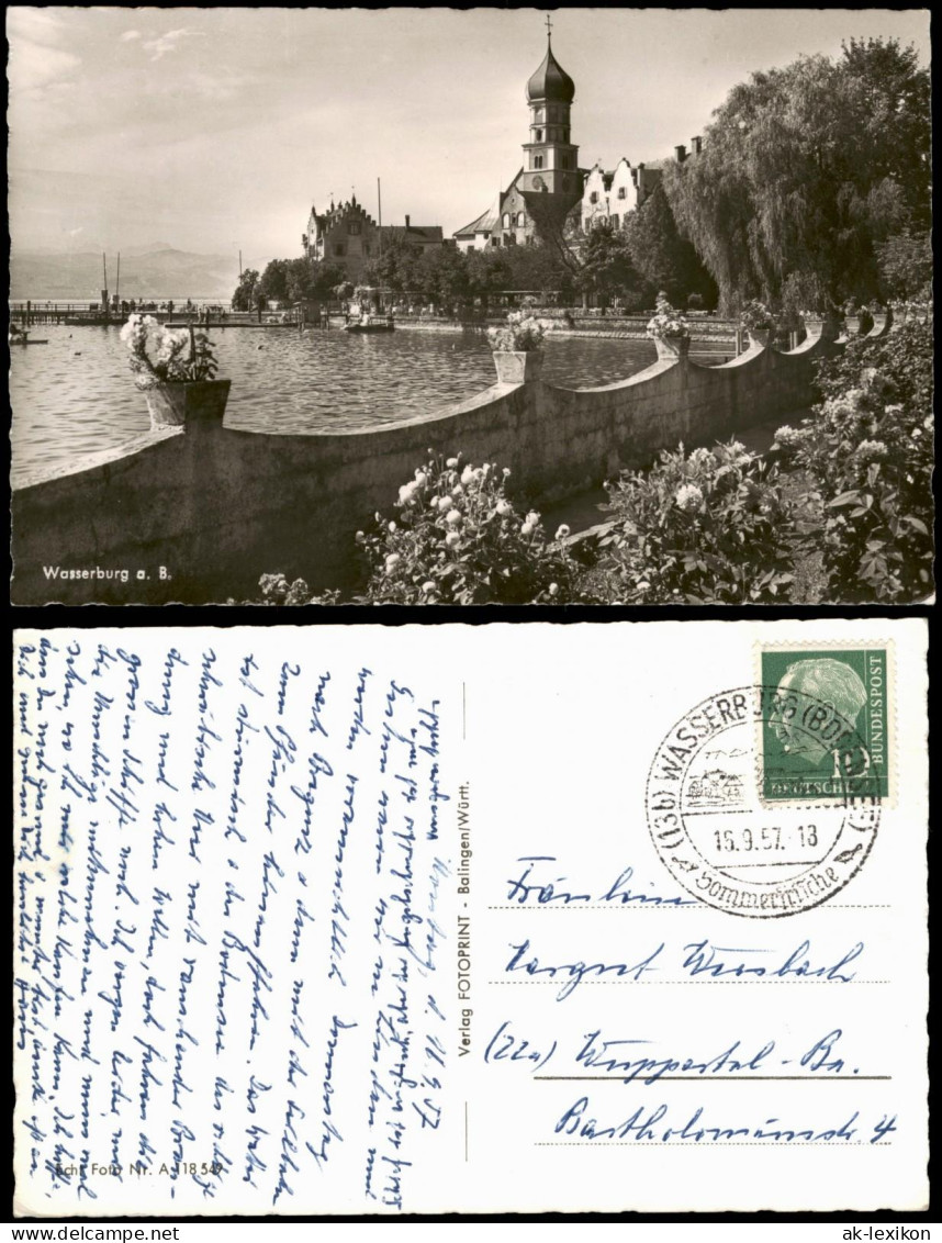 Ansichtskarte Wasserburg Am Bodensee Ortsansicht Partie Am Bodensee 1957 - Wasserburg (Bodensee)