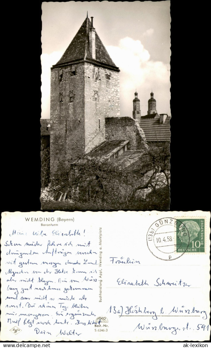 Ansichtskarte Wemding Partie Am Baronturm 1958 - Wemding