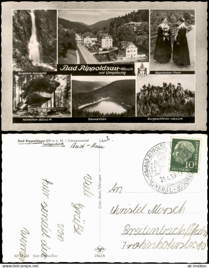 Bad Rippoldsau-Schapbach Mehrbild-AK Ortsansichten U. Burgbach-Wasserfall 1959 - Bad Rippoldsau - Schapbach