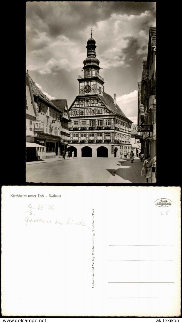 Ansichtskarte Kirchheim Unter Teck Rathaus, Geschäfte 1956 - Kirchheim