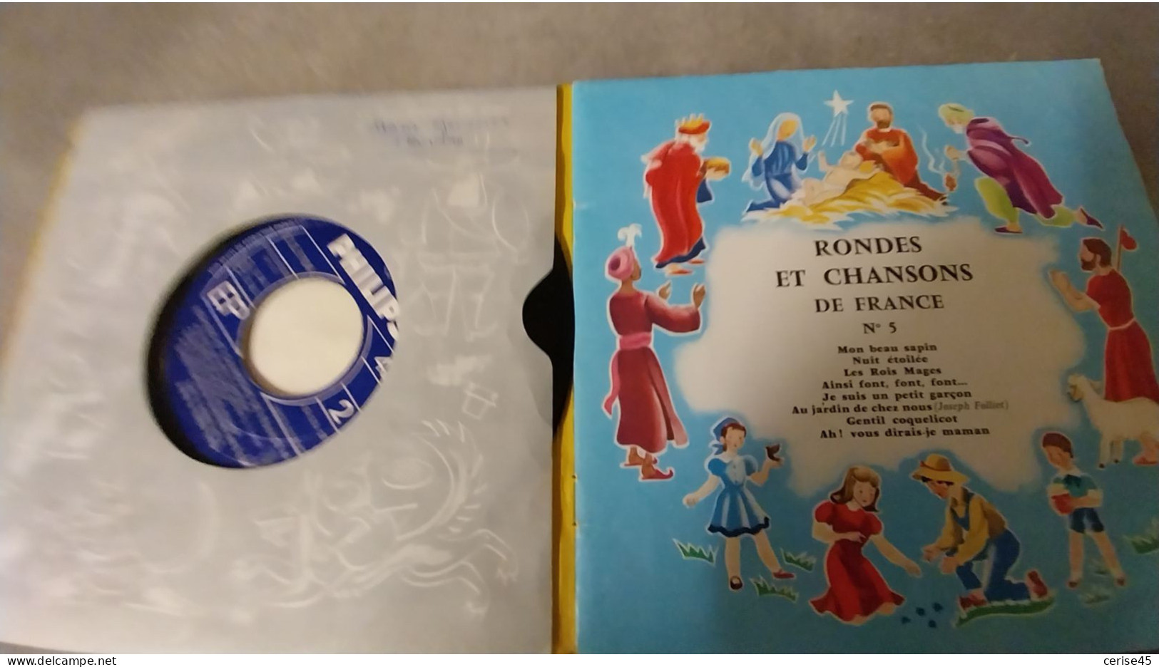 45 TOURS  LIVRE DISQUE RONDES ET CHANSONS DE FRANCE N 5 - Kinderlieder