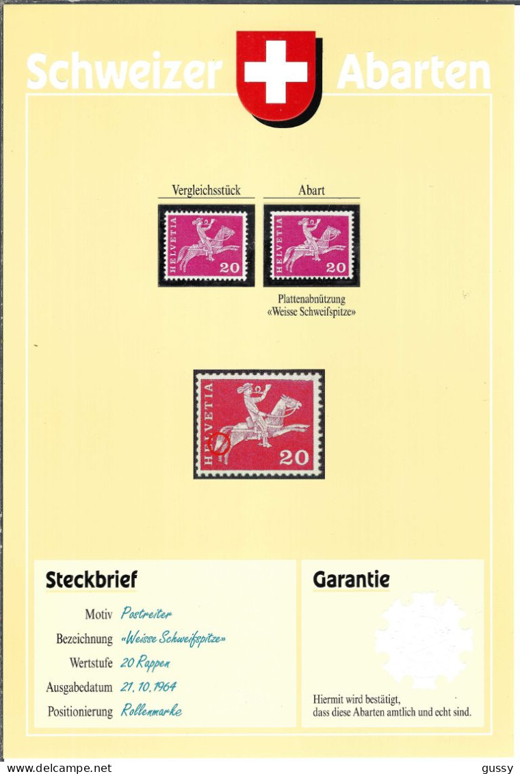 SUISSE Ca.1963-68: Le ZNr. 358RL, Variété .2.24, "bout De La Queue Blanc" - Coil Stamps