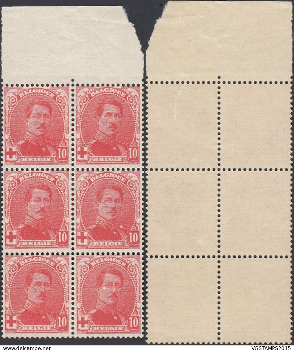 Belgique 1914 - Timbres Neufs. COB Nr.: 130 .Bloc De 6. Dont 1 Avec Variété..... (EB) AR-02063 - 1914-1915 Cruz Roja