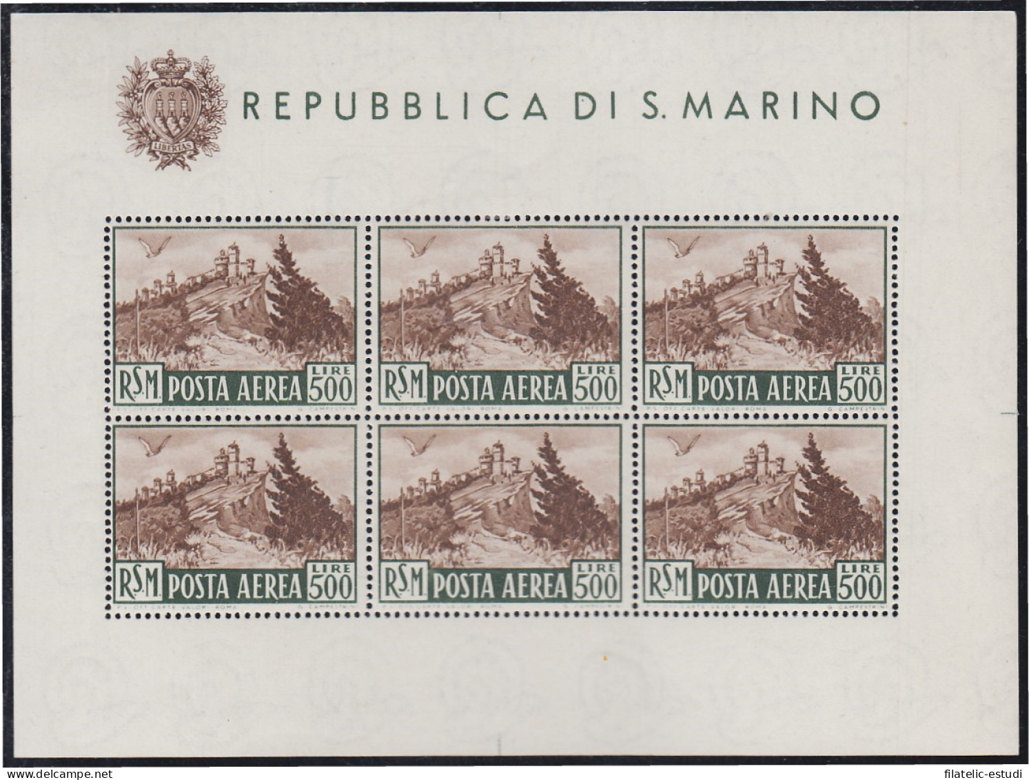 San Marino HB 7 1951 Correo Áereo MH - Other & Unclassified