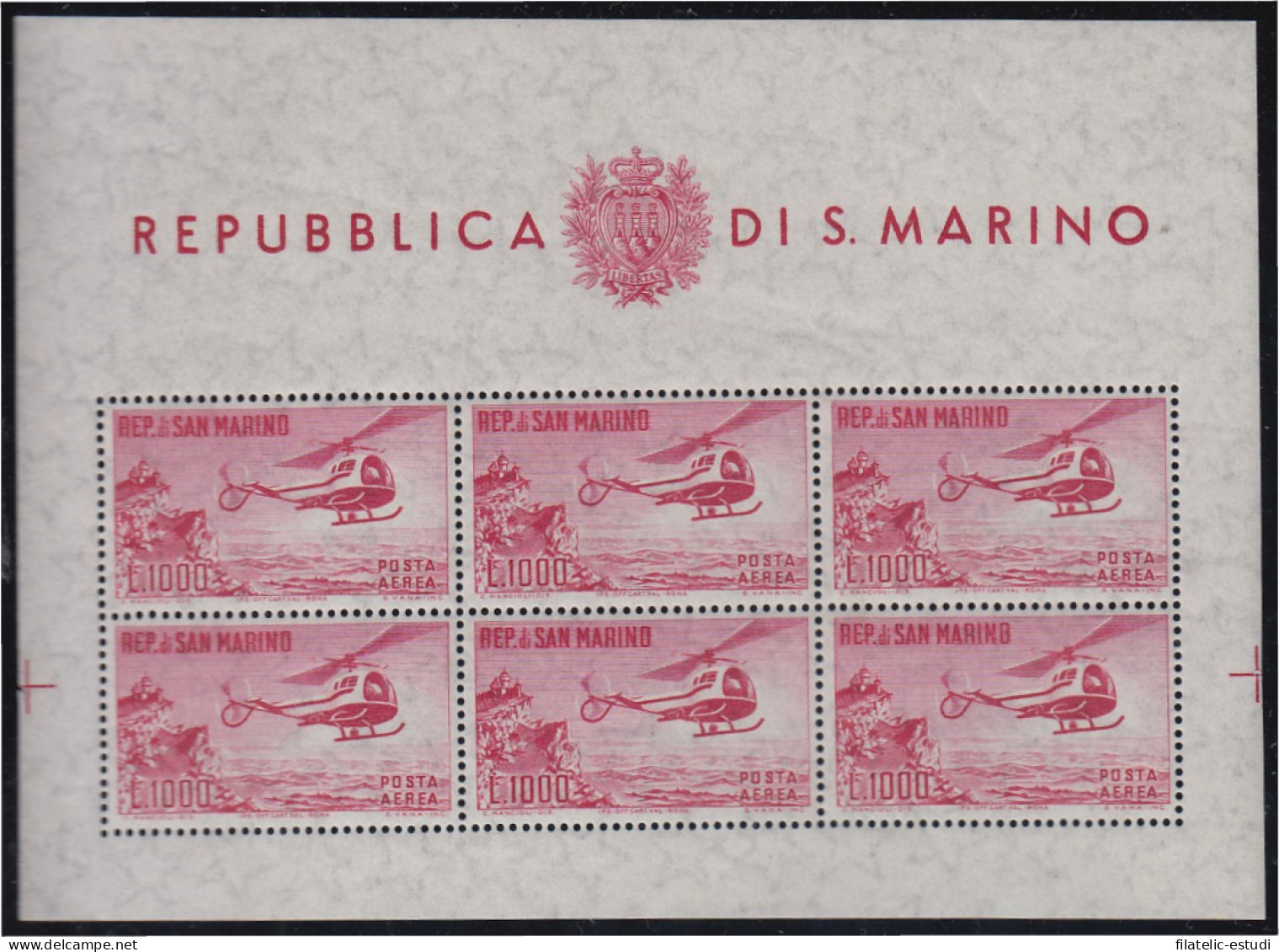 San Marino A- 127 1961 Minihojijta Helicóptero Bell 47J MNH - Sonstige & Ohne Zuordnung