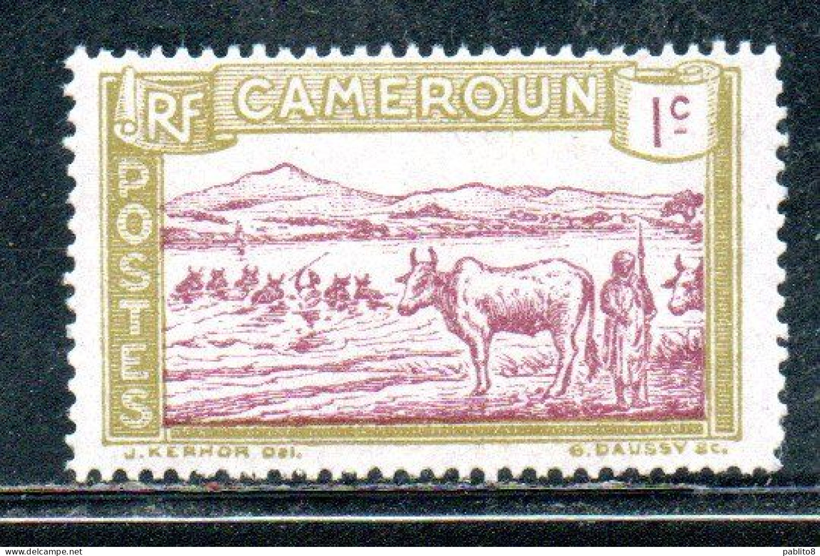 CAMEROUN CAMERUN 1925 1928 HERDER AND CATTLE CROSSING SANAGA RIVER 1c MNH - Neufs