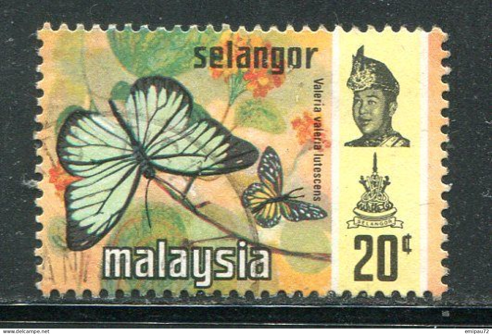 SELANGOR- Y&T N°99- Oblitéré (papillons) - Selangor