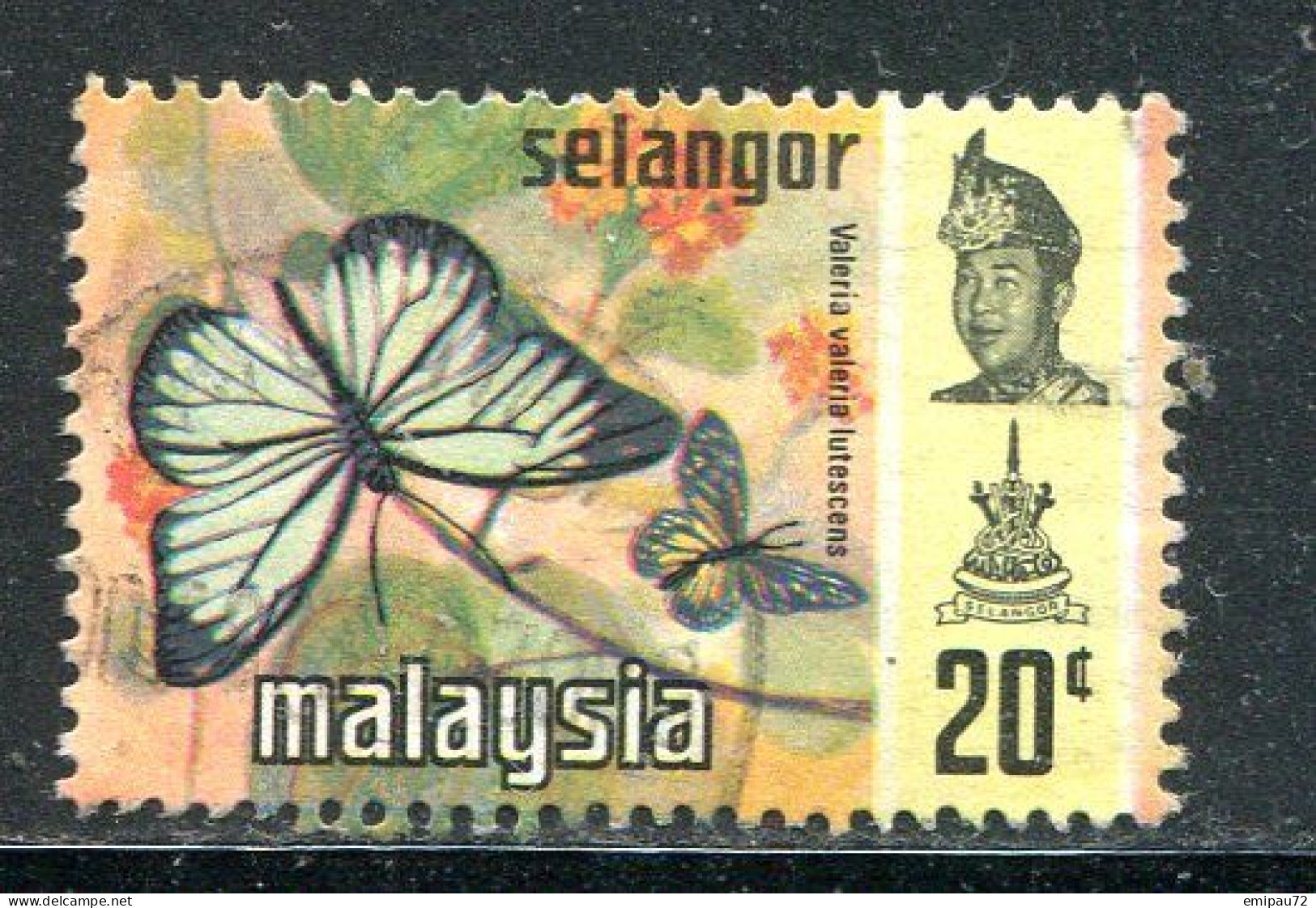 SELANGOR- Y&T N°99- Oblitéré (papillons) - Selangor