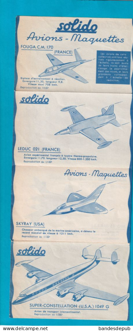 France USA  Aviation SOLIDO Avions Catalogue Dépliant Avions Maquettes 16 Avions Caravelle Mystère  Vautour  ... - France