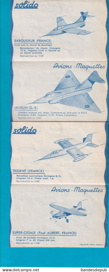 France USA  Aviation SOLIDO Avions Catalogue Dépliant Avions Maquettes 16 Avions Caravelle Mystère  Vautour  ... - Francia