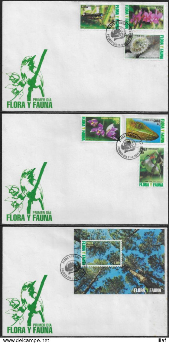 Cuba FDC Sc. 5108-5114. 3 Envelopes.  Flora & Fauna.  FDC Cancellation On FDC Envelope - FDC