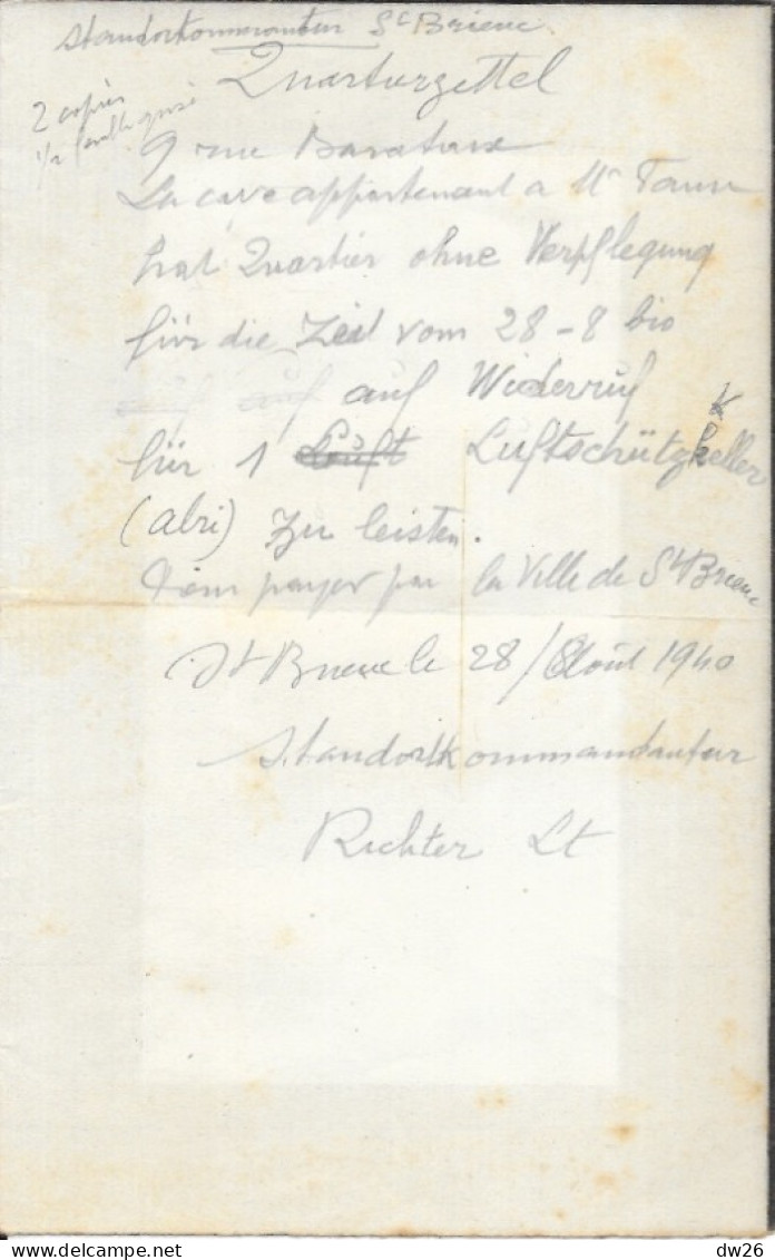 Mairie De Saint-Brieuc Sous L'Occupation Allemande: Ordre De Réquisition, + Divers Courriers 1941 à 1943 (à M. Faure) - 1939-45