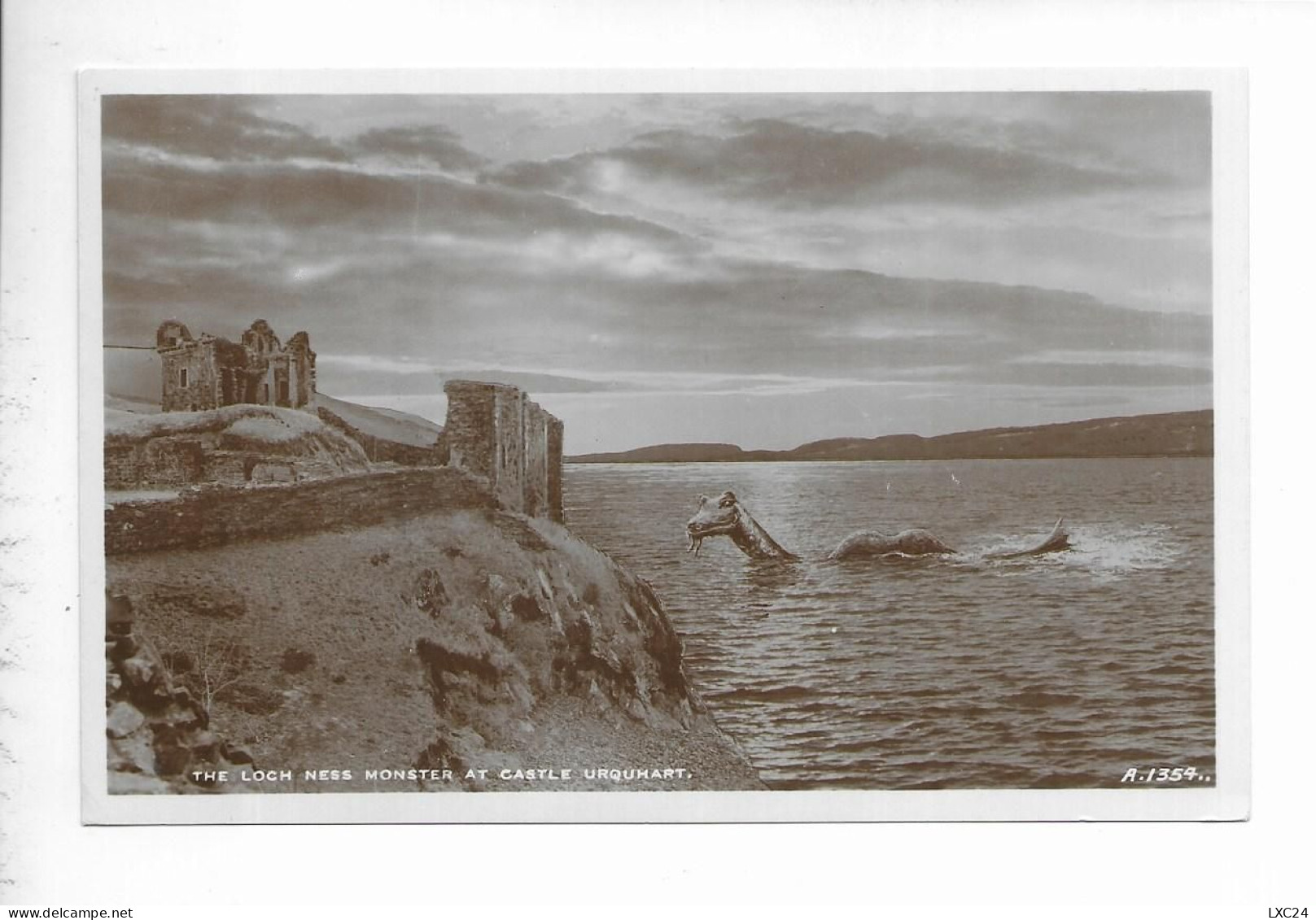 THE LOCH NESS MONSTER AT CASTLE URQUHART. - Inverness-shire