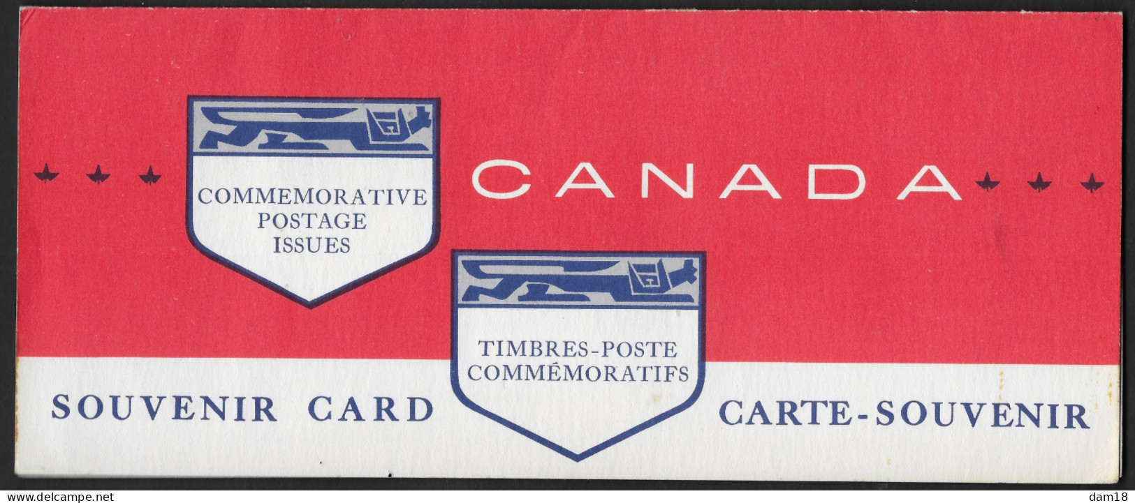 CANADA LOT 10 ENVELOPPES DIVERSES + 1 CARTE SOUVENIR AVEC TIMBRES NEUFS COLLES A L'INTERIEUR 1962 VOIR LES PHOTOS