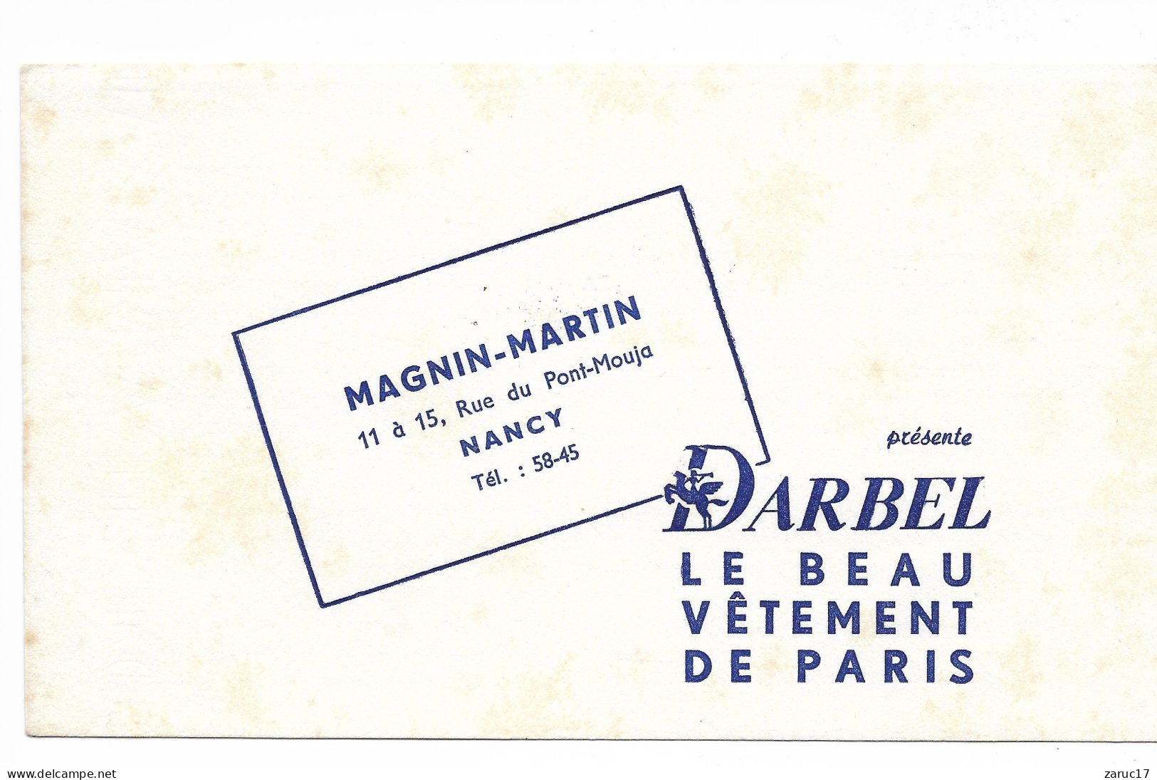 BUVARD BLANC MAGNIN MARTIN Présente LE BEAU VETEMENT DE PARIS  DARBEL  à NANCY - Textile & Clothing