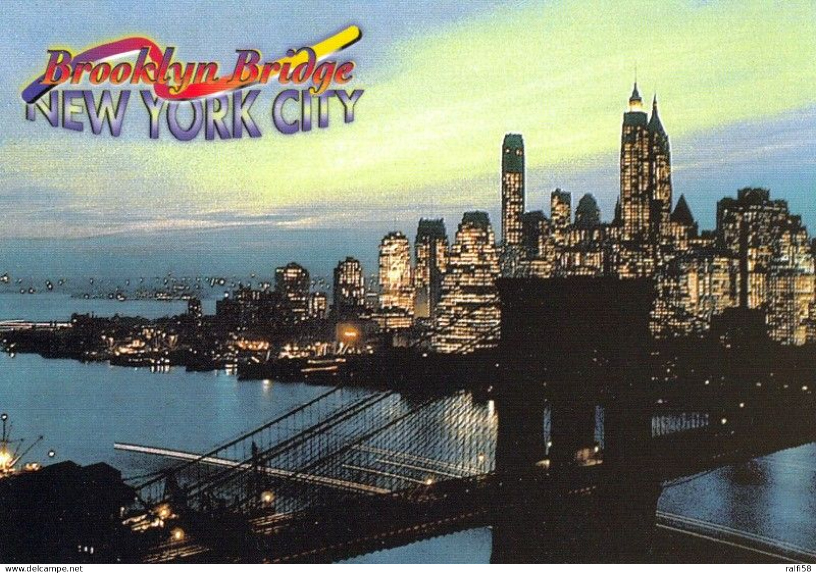 1 AK USA / New York * New York City - Nightfall In Lower Manhattan With Brooklyn Bridge * - Brücken Und Tunnel