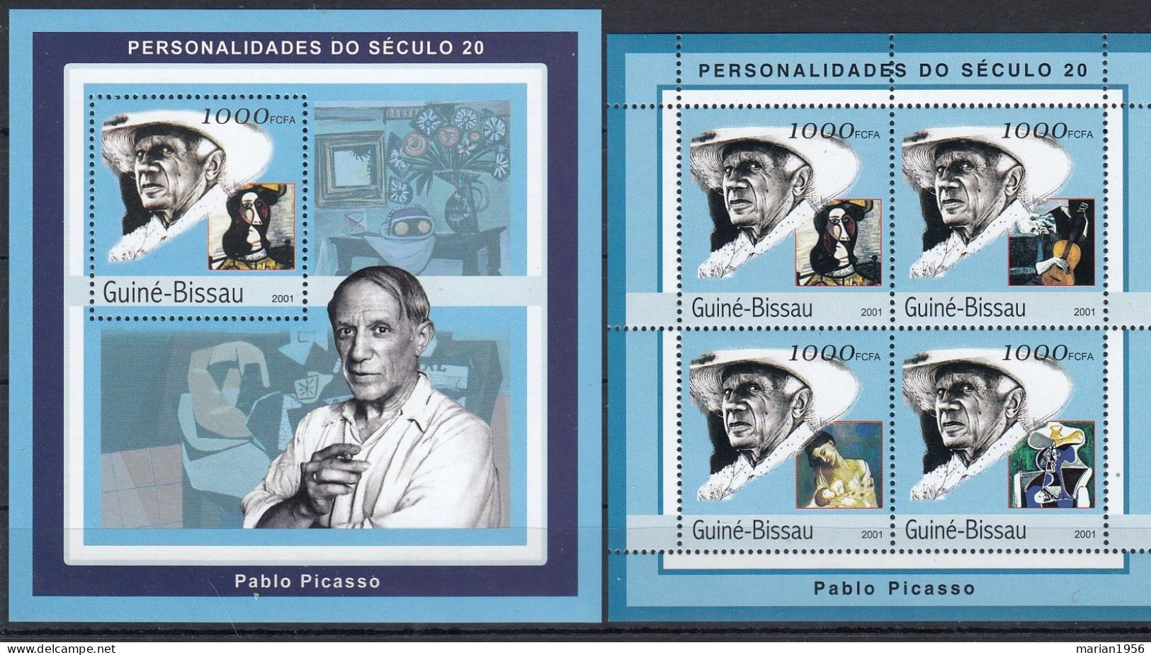 Guinea-Bissau 2001 - Peinture - PABLO PICASSO - BL + BF - MNH - Picasso