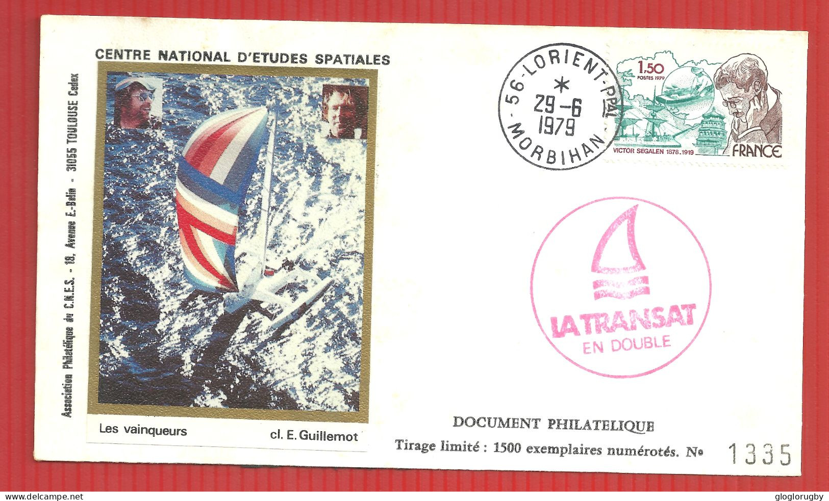 FDC CENTRE NATIONAL D'ETUDES SPACIALES  LA TRANSAT EN DOUBLE  29 6 1979 NUMEROTE TIRAGE LIMITE - Vela