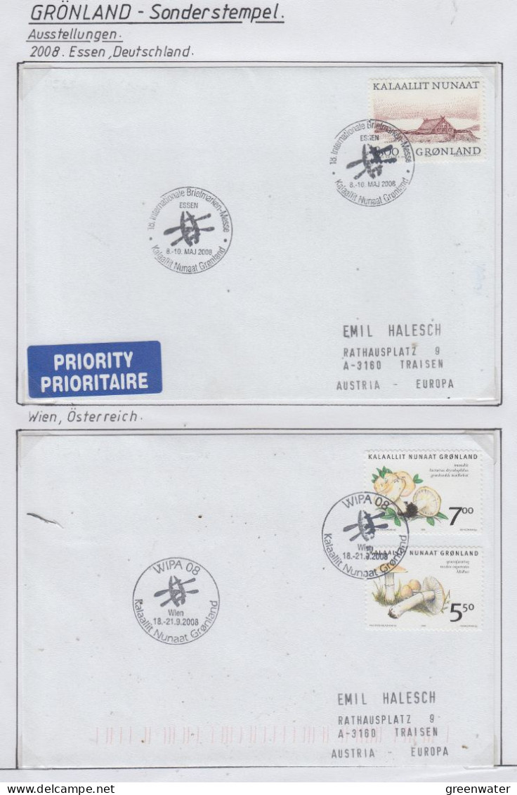 Greenland Sonderstempel 2008 2 Covers (GD177) - Stations Scientifiques & Stations Dérivantes Arctiques