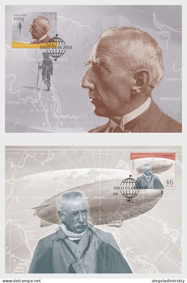 Norway Norwegen Norvège 2022 Amundsen Set Of 2 Maxicards - Expéditions Arctiques