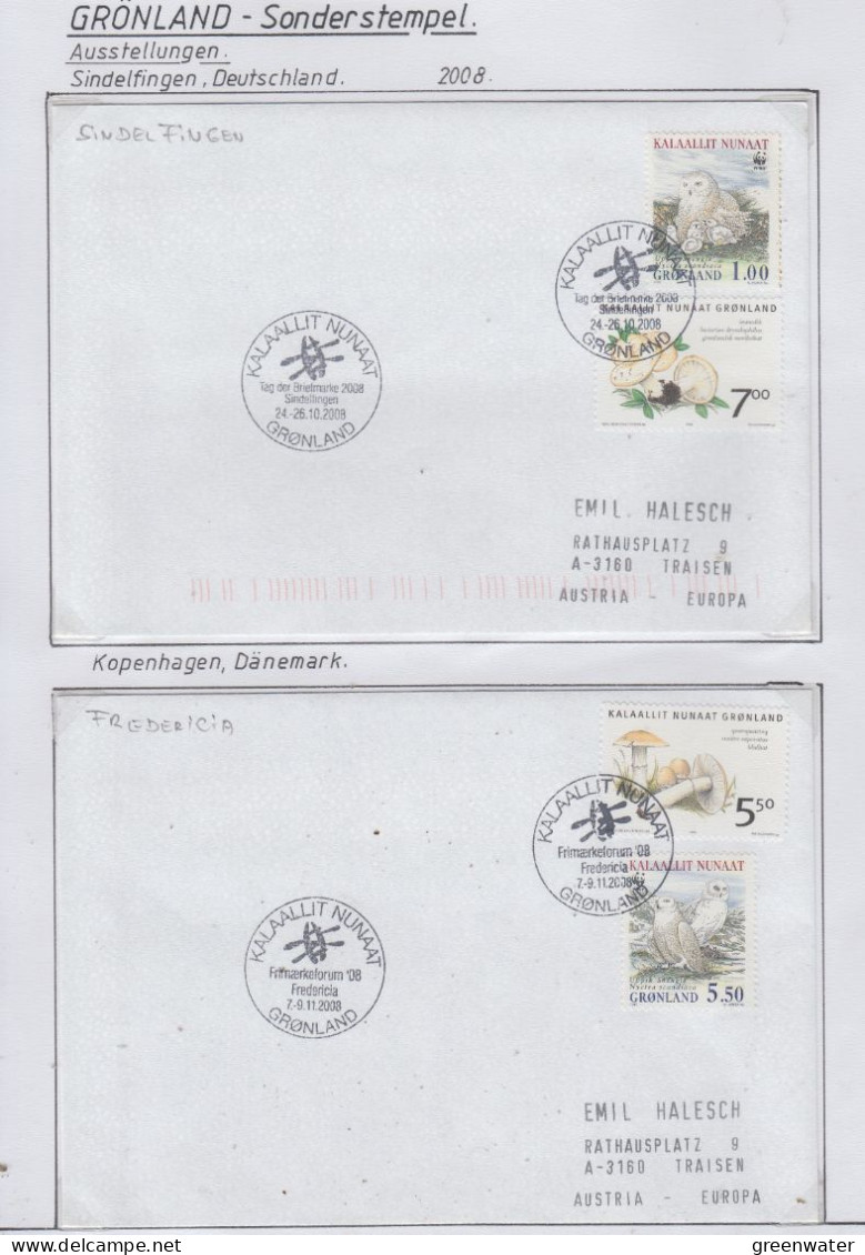 Greenland Sonderstempel 2008 4 Covers (GD178) - Forschungsstationen & Arctic Driftstationen