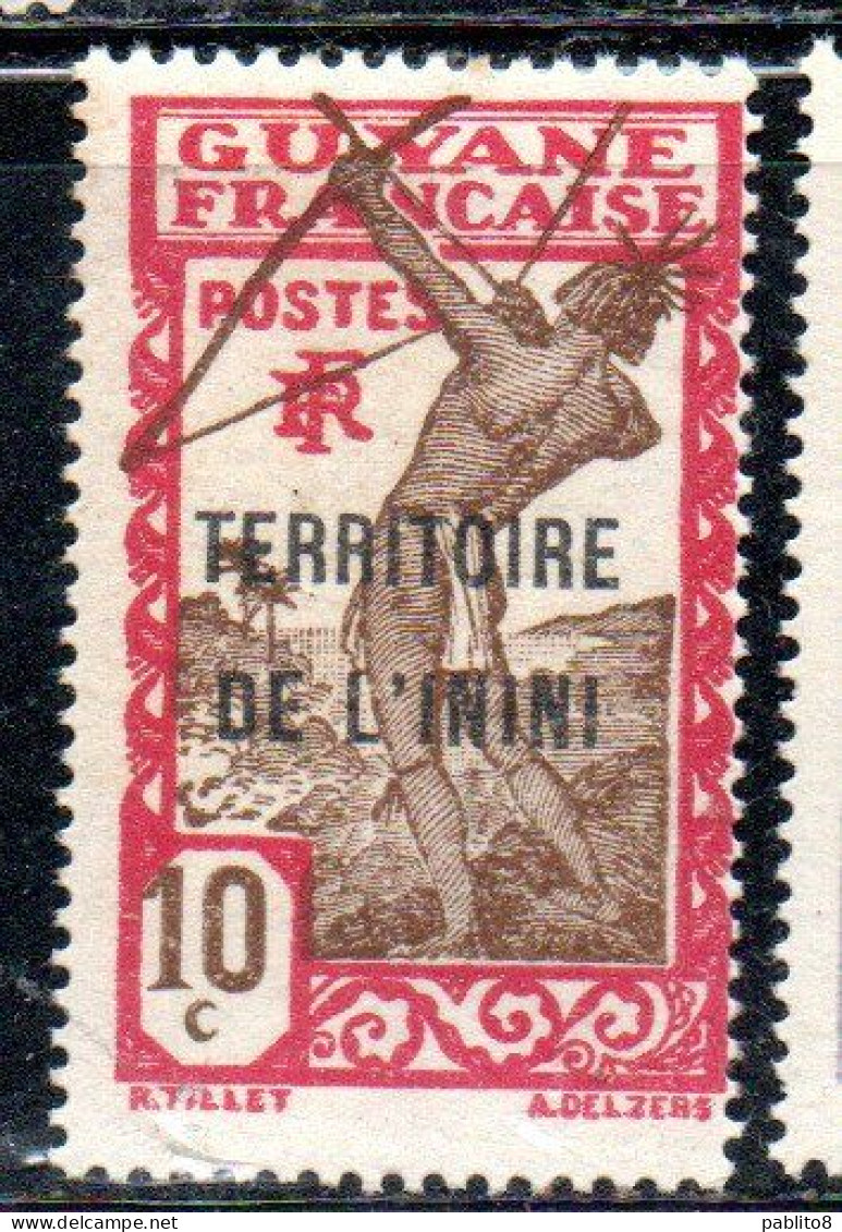 GUYANE FRANCAISE TERRITOIRE DE L'ININI OVERPRINTED SURCHARGE 1932 1940 CARIB ARCHER 10c MNH - Ongebruikt