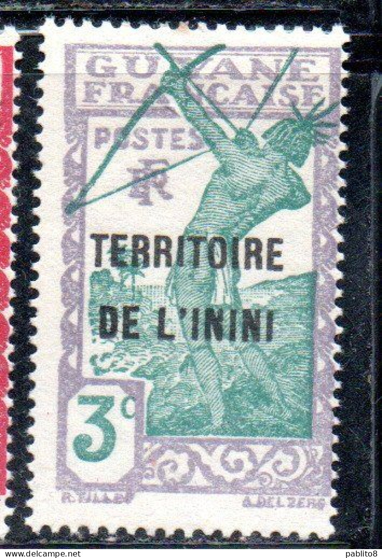 GUYANE FRANCAISE TERRITOIRE DE L'ININI OVERPRINTED SURCHARGE 1932 1940 CARIB ARCHER 3c MNH - Nuevos