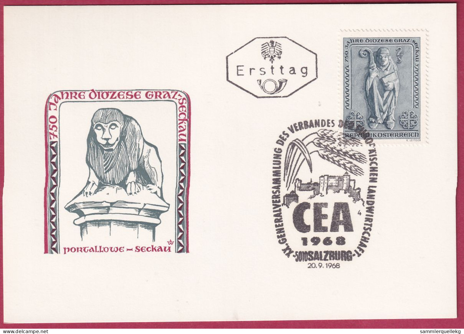 Österreich 1270 Ersttag Auf Karte 20. 9. 1968, 750 Jahre Diözese Graz - Seckau (Nr.10.026) - FDC