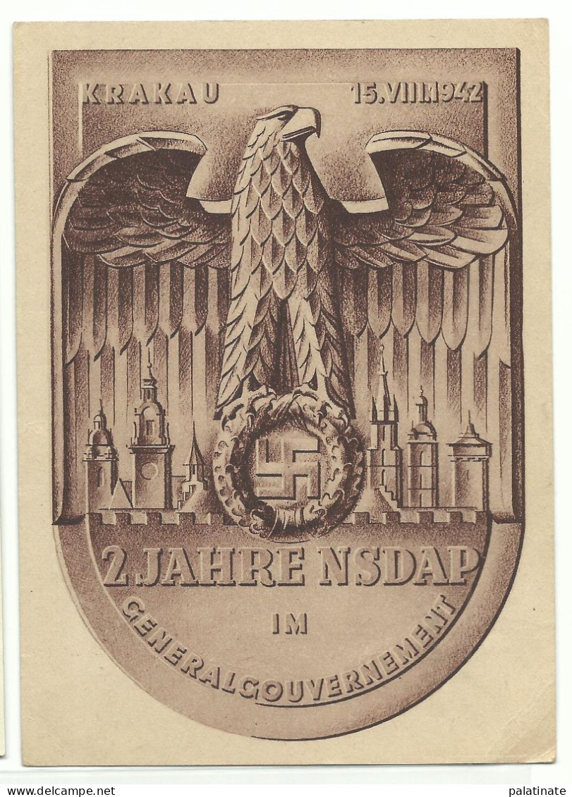 KRAKAU 2 Jahre NSDAP Im Generalgouvernement 1942 Entsprechender Sonderstempel - Political Parties & Elections