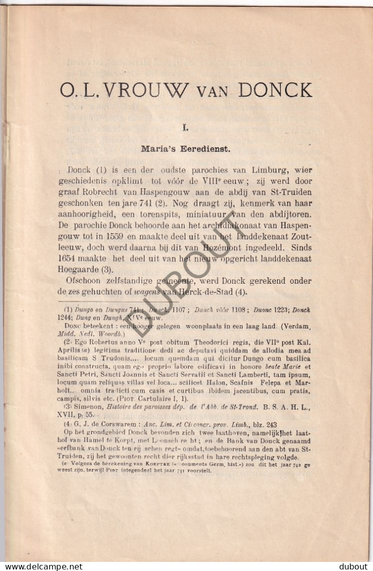 Donk/Herk De Stad - Geschiedenis Van OLV Van Donck - A. Lamotte - O. Robyns 1927 (V2994) - Antiquariat